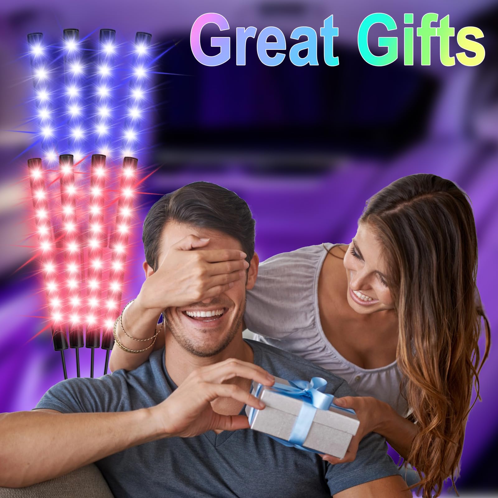 Car Interior Lights, 5V LED Strip Lights with USB Adapter, Ambient Car Lighting Kit, App & Remote Control Music Sync Color Change Strip Lights for SUVs & Trucks, Car Accessories for Women Men