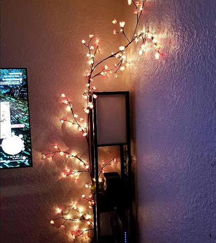 Miniatura 9 de LKGOOD Vines para decoración del hogar con control remoto, atenuador de encendidoapagado, decoraciones de Navidad de 7.5 pies, ramas de árbol