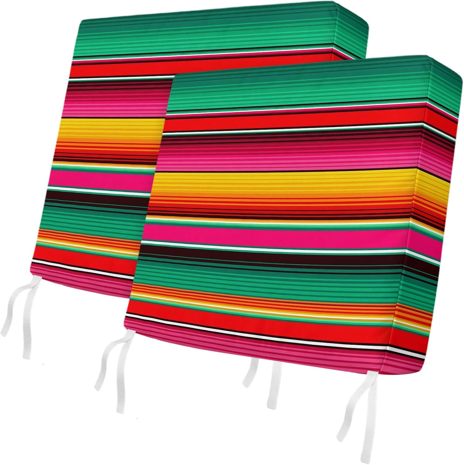 Outdoor Waterproof Cushion Covers Vintage Mexican Stripes Abstract Replacement Seat Slipcover for Patio,Native American Stripe Chair Couch Sofa Covers Furniture Protector Set of 2,22x20IN