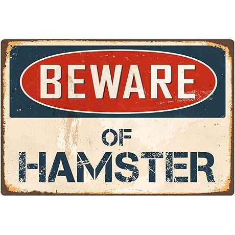 Beware of Hamster 8” x 12” Vintage Vinyl Retro Sticker Sign