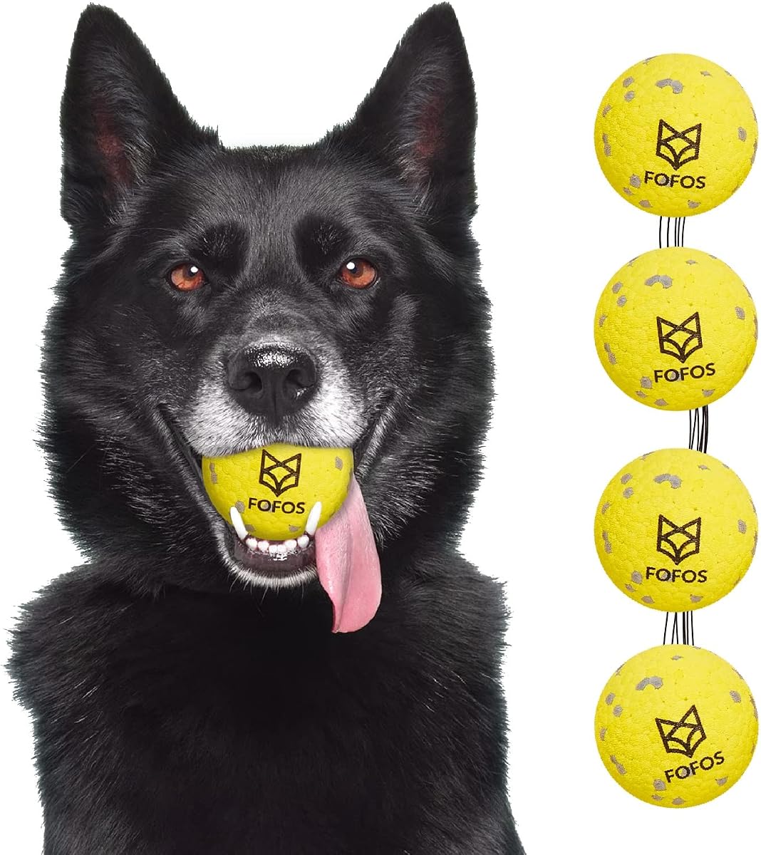 FOFOS Dog Balls Tennis Balls Dog Chew Toys for Aggressive Chewers ETPU 4Pcs | Indestructible Dog Balls Teething Dog Chew Toys Floating Water Balls Interactive Fetch Ball Gift for Small Large Medium Dogs