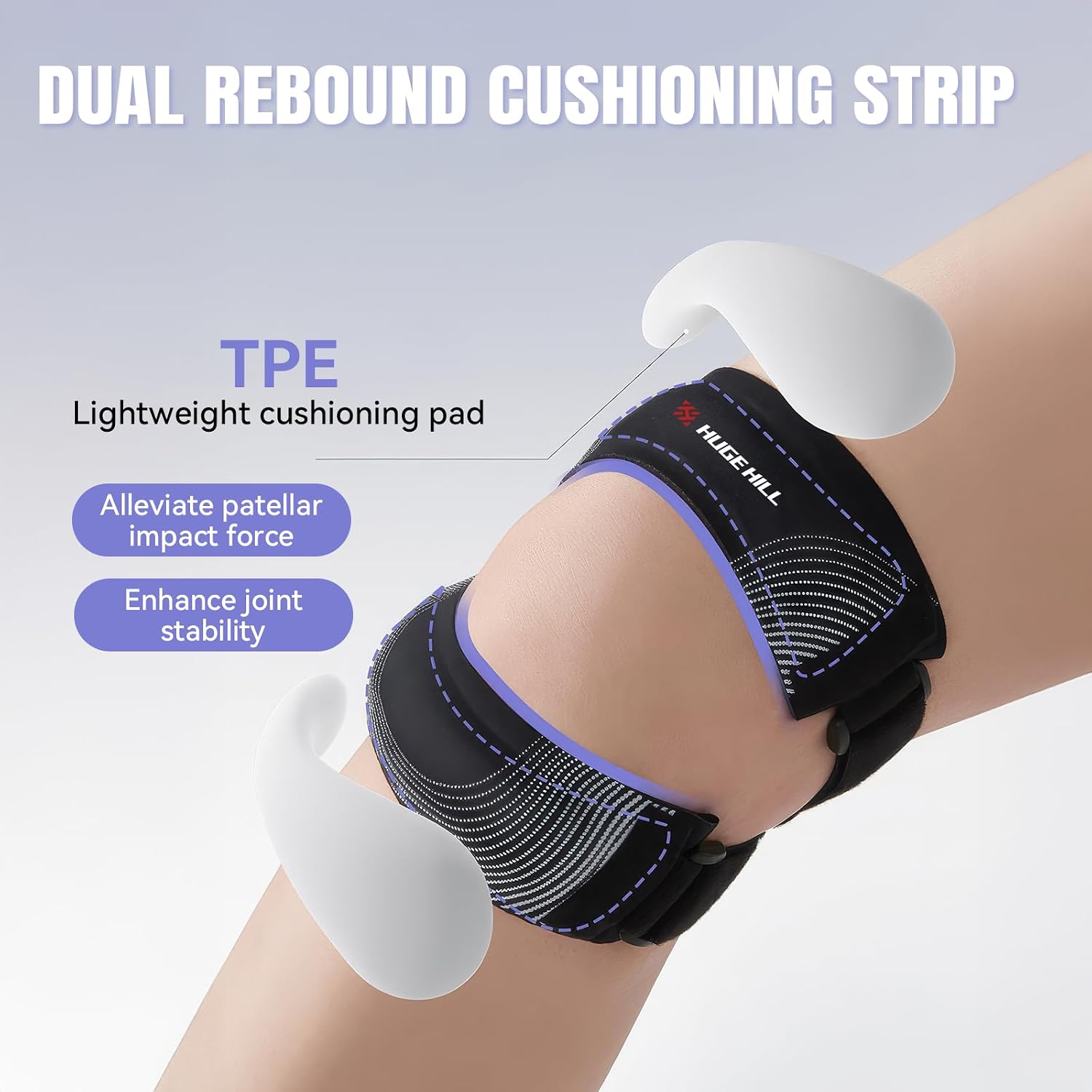 Knee Brace with Patella Knee Strap – Adjustable Compression Support Sleeve for Men & Women, Breathable Knee Brace for Running & Basketball, Patella Knee Brace for Pain Relief (Black)