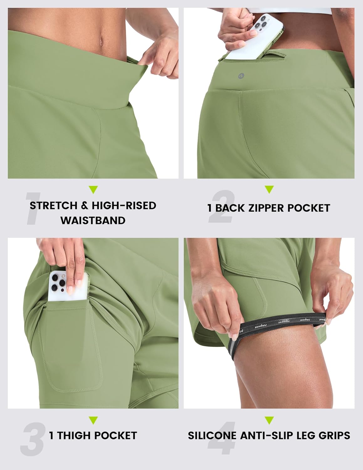 Nepest Womens Cycling Shorts Padded Mountain Bike Road Biking Padding Cycle Biker Bicycle Shorts with Zipper Pockets - Image 2