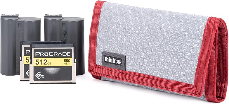 Think Tank Memory Card and Battery Wallet, Holds 2 CF or 4 SD Memory Cards Chili Pepper Red
