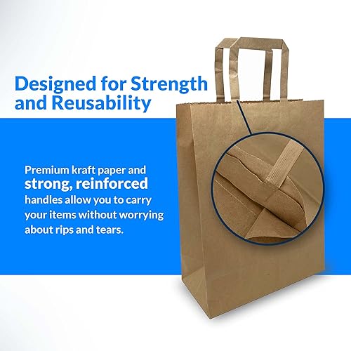 Miniatura 4 de Reli. Bolsas de papel con asas, papel kraft | Varios tamaños grandes | 75 piezas (25 de cada tamaño) - a granel | 8x4.25x10-10x5x13-16x6x12 |