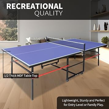 Mid-Size Table Tennis Table, Foldable & Portable Ping Pong Table