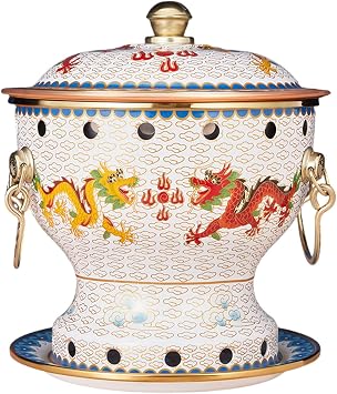 Chinese Hot Pot,Copper Hot Pot, Cloisonne Single Small Hot Pot Old Traditional Pure Copper Chinese Hotpot Retro Mutton Hot Pot Small Copper Pot Suitable for Family Home Parties,J