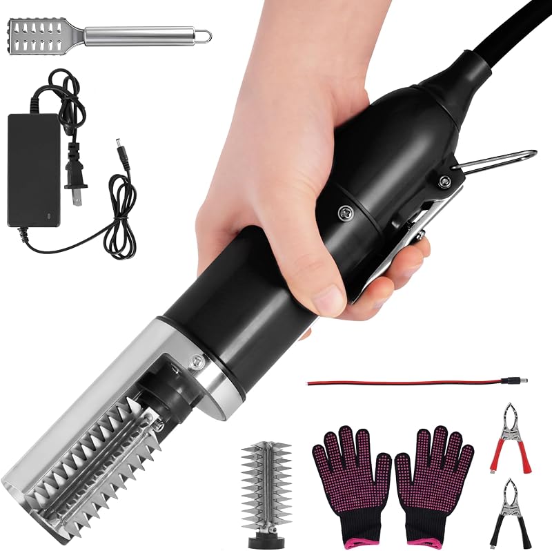 MXBAOHENG Corded Electric Fish Scaler Remover 120W, Automatic Fish Scale Scraper Waterproof Fish Scaler Cleaner Tool with Extra Blade (Black)