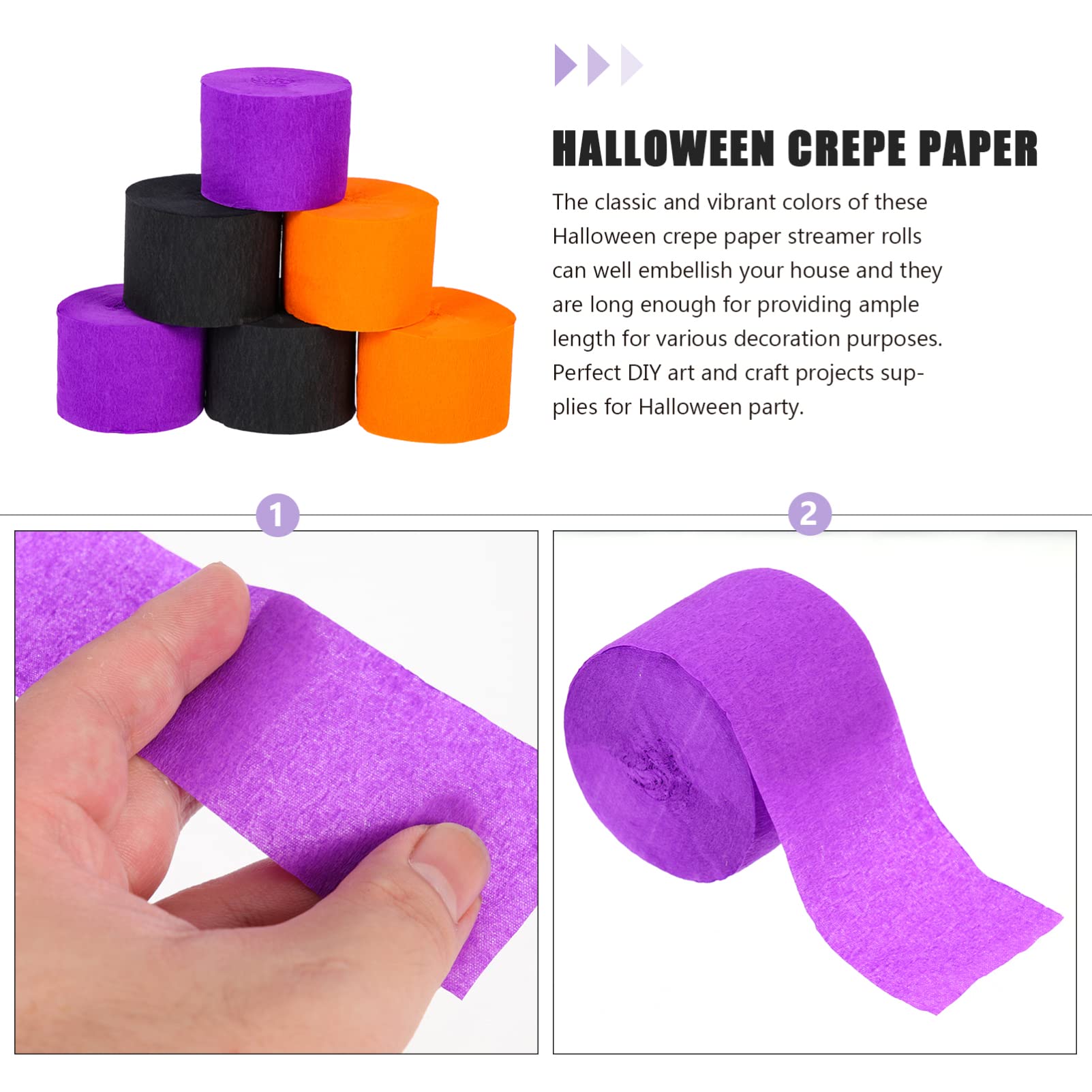SHINEOFI 30rollos Serpentinas Crepé Para Halloween Decoración Colgante Temáticos Naranja Negro Para Manualidades y