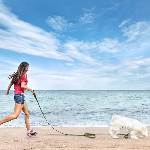 Miniatura 7 de Wolfone Correa de entrenamiento resistente y resistente para perros de 9.8 ft con mango antideslizante, correa larga impermeable para perros para