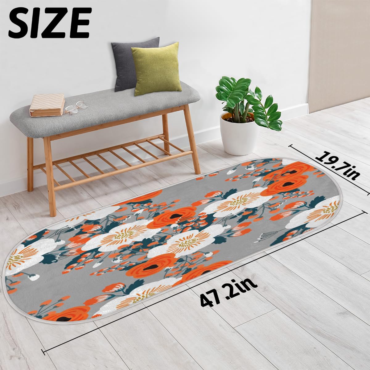 TropicalLife Róże maki kwiat dywanik mata 50 x 120 cm, kwiat długie włosy pogrubione dywaniki do pokoju kuchni domu łazienki wewnątrz antypoślizgowa mata podłogowa dywaniki