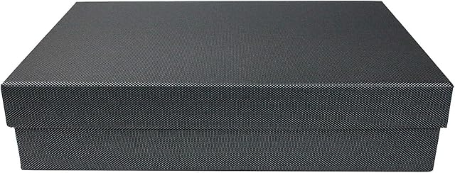 Emartbuy Gift Box, 27 cm x 19 cm x 7 cm, Textured Black Box with Black Lid & Printed Interior