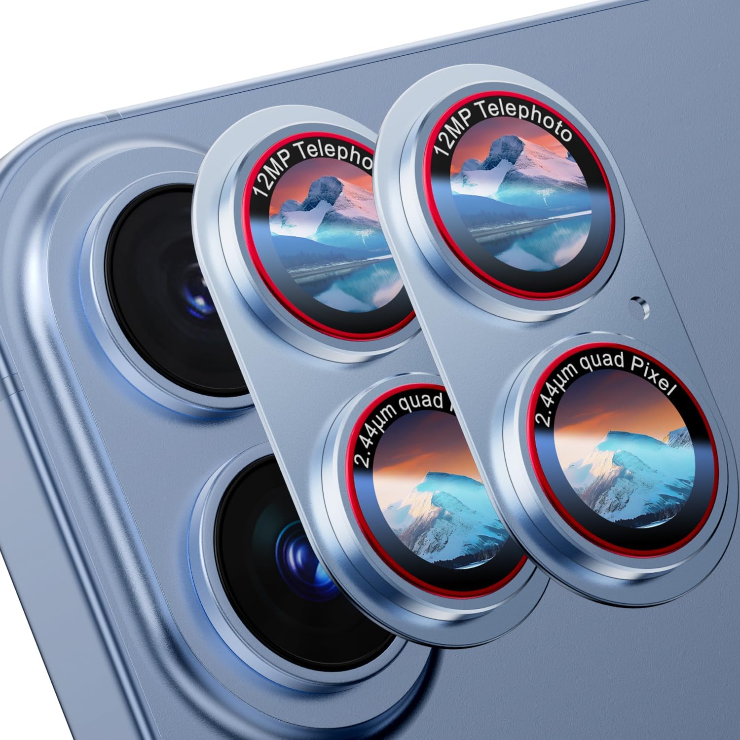 HelloDeere 9H High-alumina Tempered Glass Camera Lens Protector for iPhone 17 Lens, Military-Grade Shatterproof with Strong Adsorption, Full Coverage Case-Friendly Cover (Light Blue, 17-2 Pack)