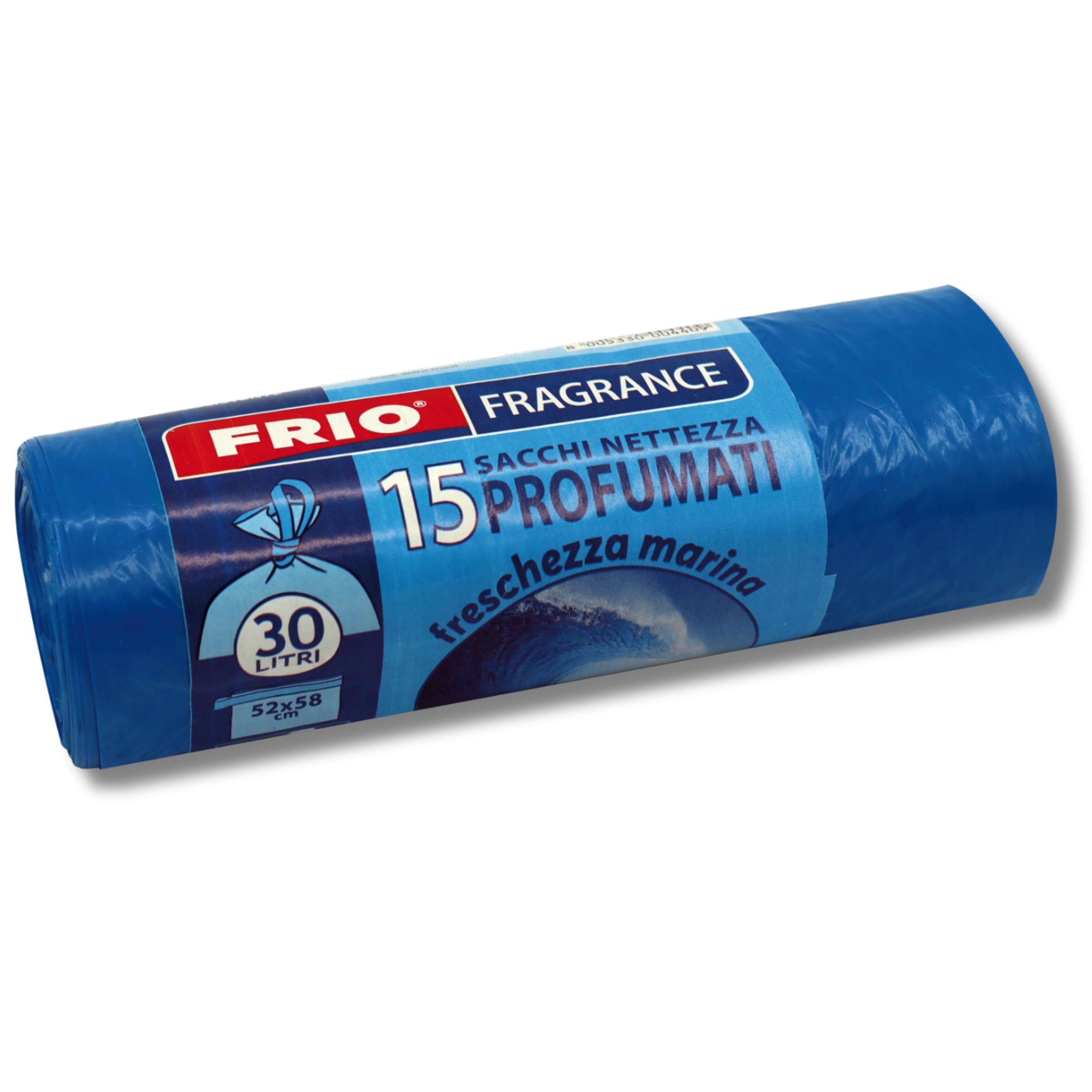 FRIO Aroma 360 worków na śmieci 30 litrów, zapachowe, 24 opakowania po 15 niebieskich worków na śmieci, zapach morskiej świeżości, 52 x 58 cm, wytrzymałe worki na śmieci, małe, zróżnicowane