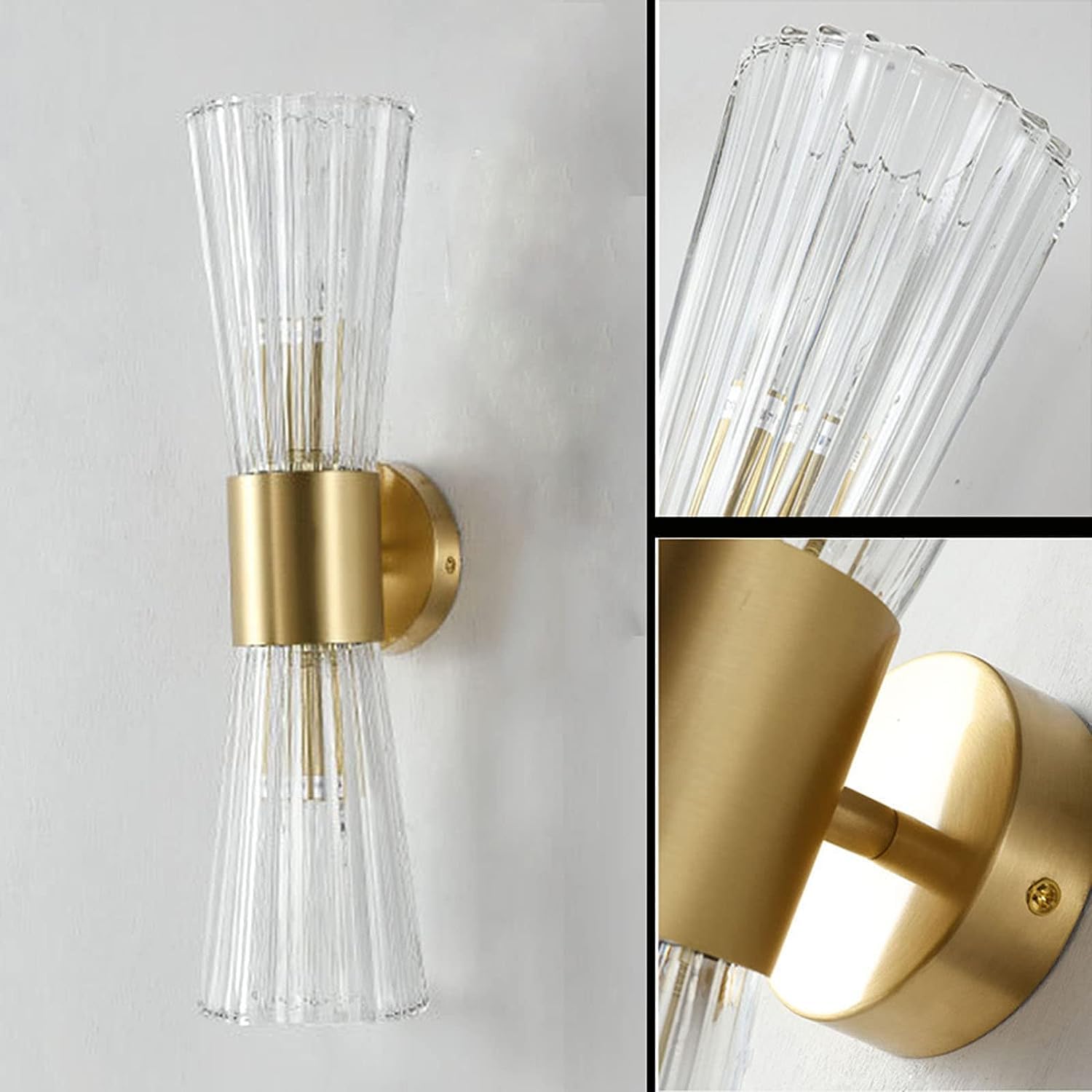 LED-Eckwandleuchte mit Kristalloptik, 2-flammig, für den Innenbereich, mit nach Oben und unten gerichtetem Licht, goldene Badezimmer-Wandleuchte, Lange lineare Wandleuchte für Flur
