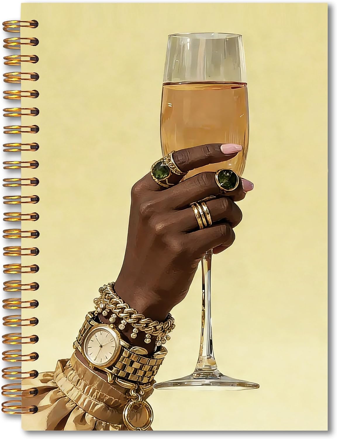 Inspirational Black Woman Champagne Spiral Notebook 5.5x8.3, African American Gifts for Women Journal, Luxury Black Girl Notebook for Note Taking