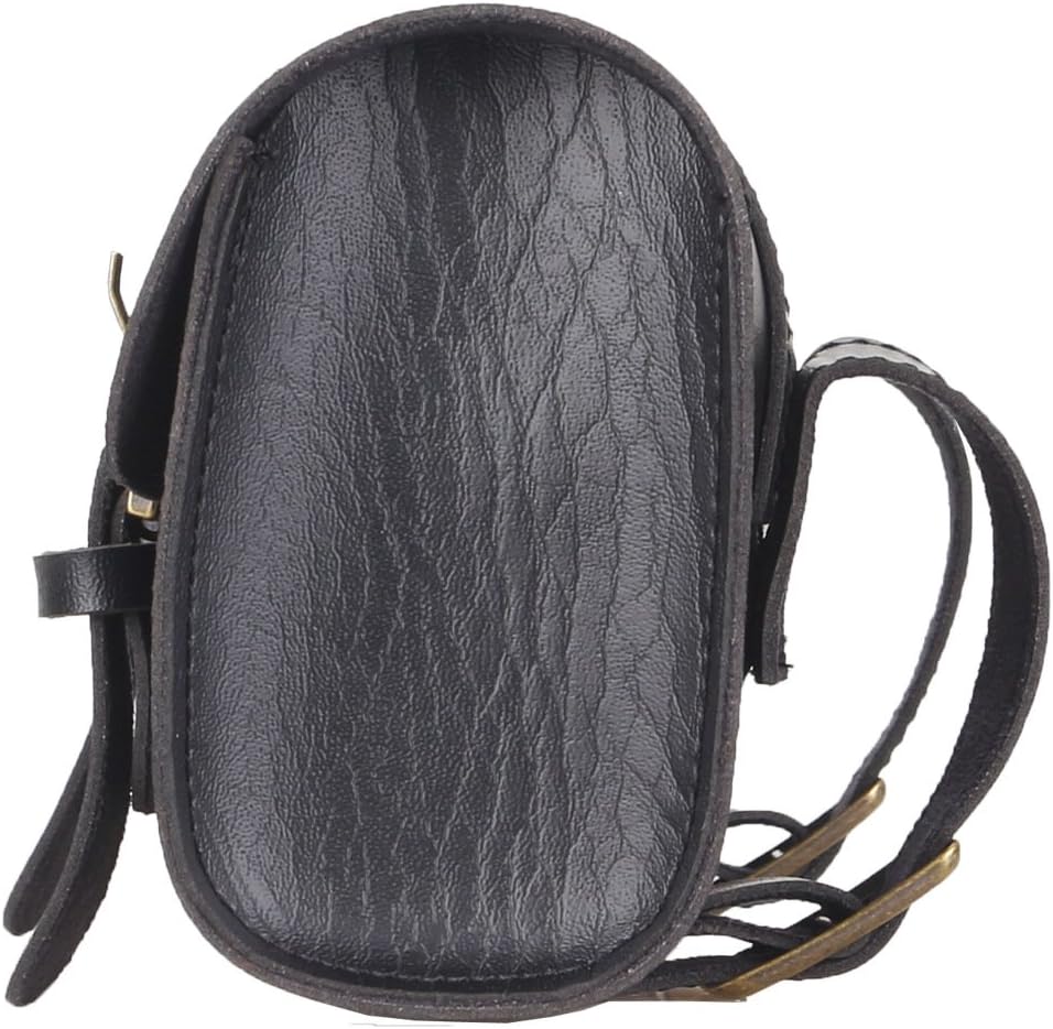 UNISTRENGH Retro Bike Handlebar Bag PU Leather Waterproof Pannier Bicycle Basket Front Pack Vintage Seat Rear Bags for Mountain Road MTB Bikes (Black(22.2 x 9.8 x 6 cm))