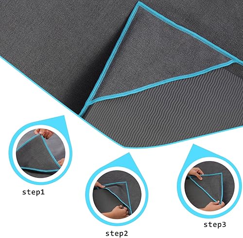 Miniatura 4 de Ewedoos Toalla de yoga con esquinas de anclaje, toalla antideslizante para yoga, pilates, entrenamiento, campamento