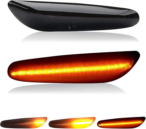 D-Lumina Luces intermitentes LED secuenciales compatibles con BMW E90 E91 E92 E93 E46 E53 E60 E61 X3 E83 X 1 E84 E81 E82 E87 E88, lente ahumada,