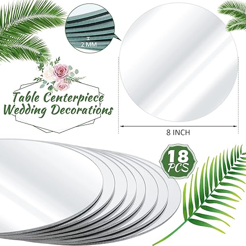 Miniatura 2 de 18 platos de vela de espejo circular de 8 pulgadas bandejas redondas de espejo de cristal de 008 pulgadas centros de mesa para mesas de espejo