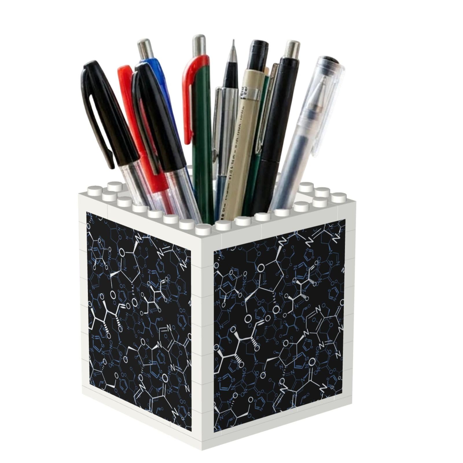 Poadnly Chemical Chemistry Symbols, Pen Pot Pencil Holder for Office Home School, Compact Desk Organiser for Office Stationery