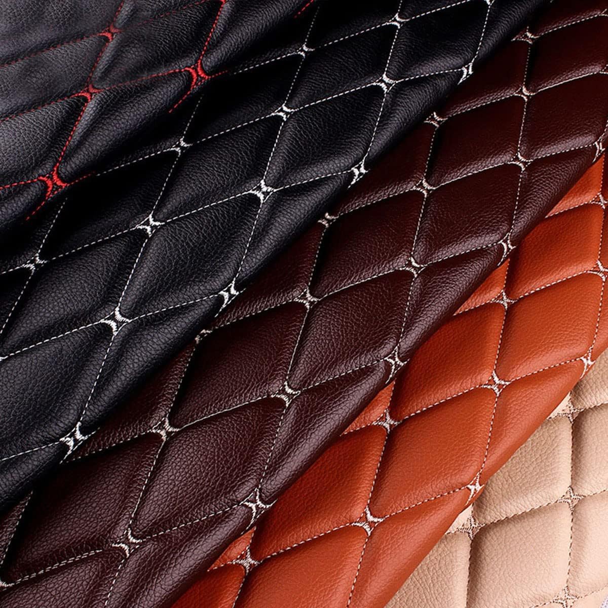 Diamond Faux Leather Vinyl Quilted Foam Fabric with 1/4" Thick Foam Backing for Upholstery Car Headliner Headboards Furniture DIY Projects,60" x 39.37" (Blue)