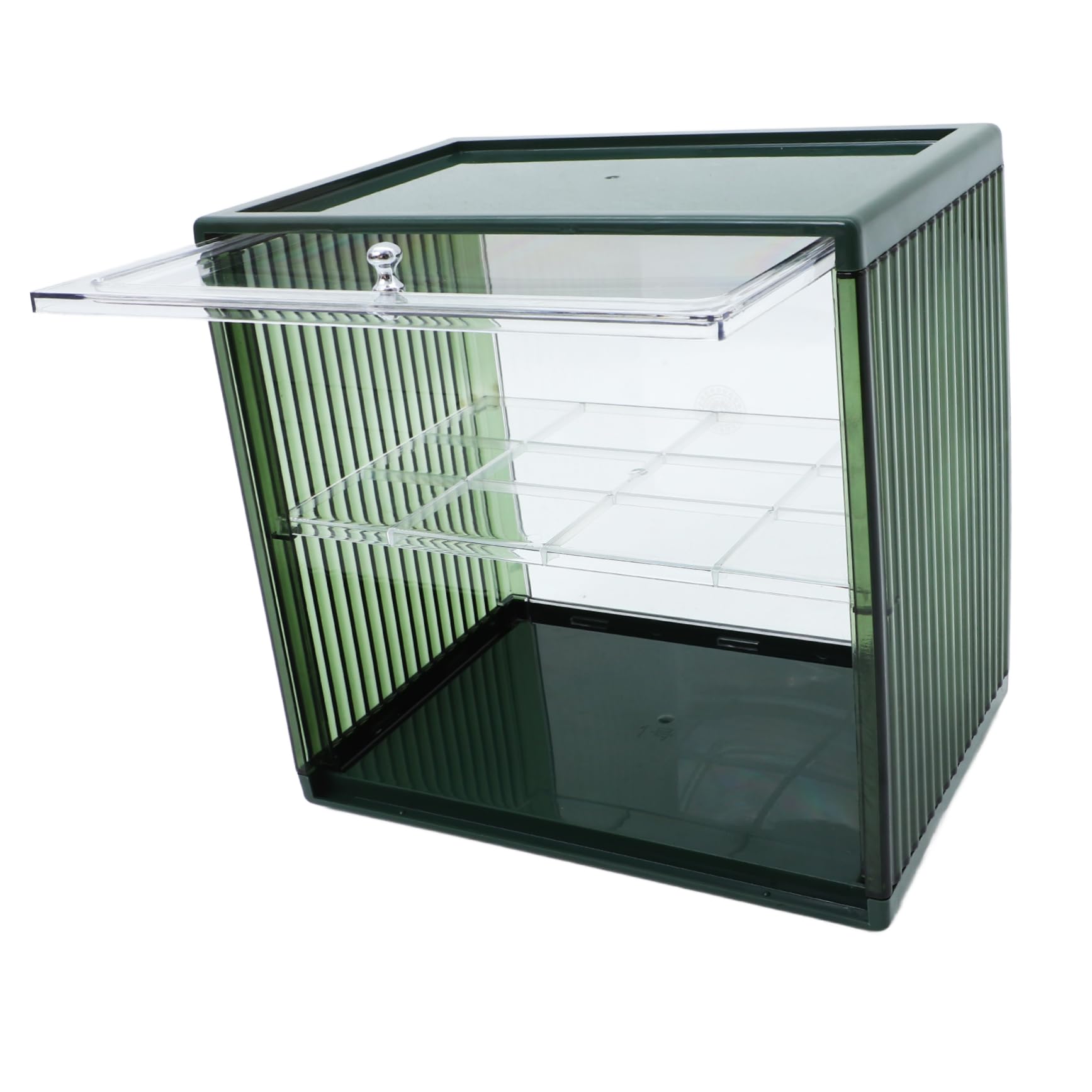 Caja de Pan de Dos Pisos, Plástico Transparente, Verde, Gran Capacidad