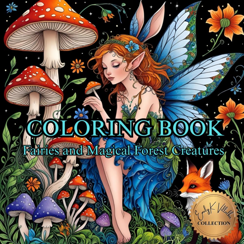 Fairies and Magical Forest Creatures: Coloring Book for Adults (50 Unique Intricate Images Coloring Book)