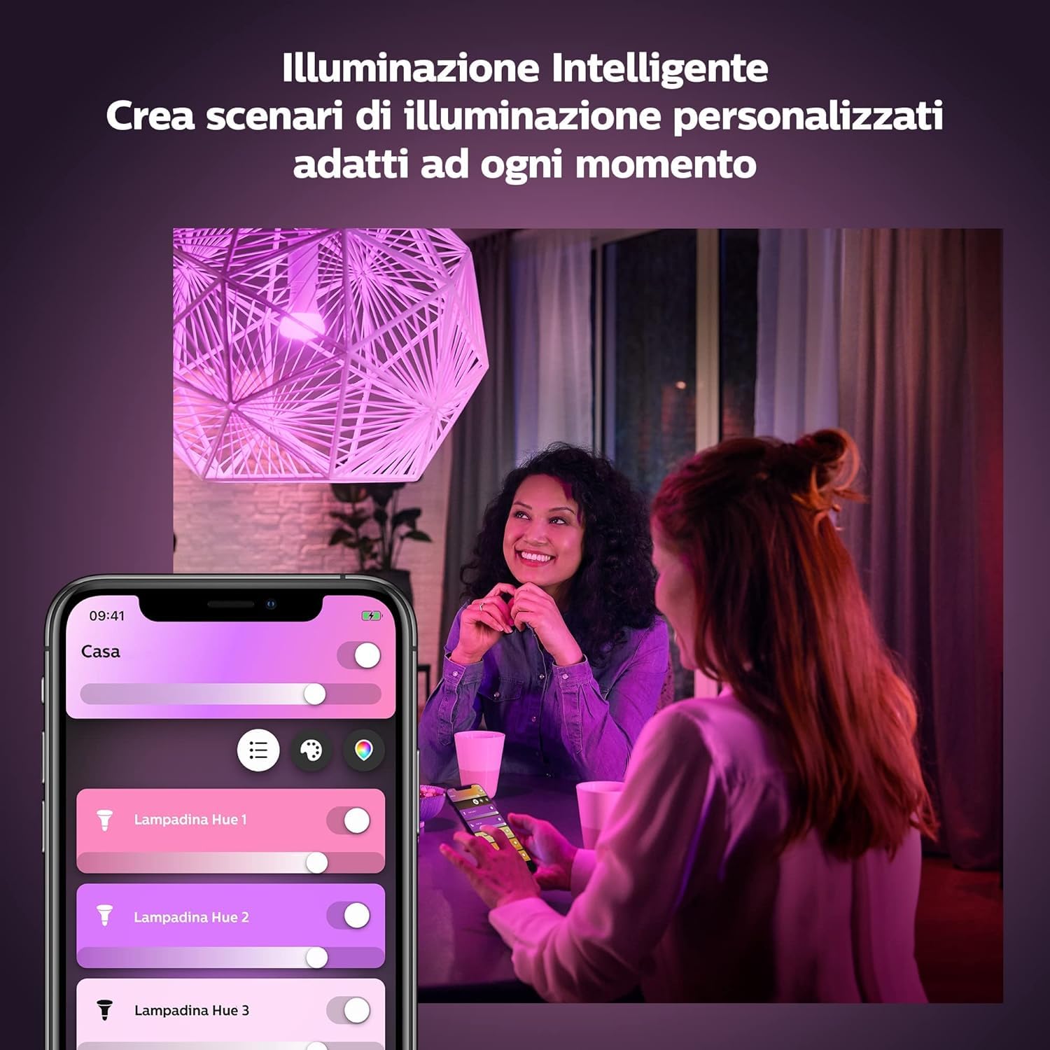 Philips Hue White and Color Ambiance Faretti Smart Led, Luce Bianca e Colorata, Bluetooth, Dimmerabili, GU10, 4W, 3 Pezzi Wall Switch Module, Modulo Interruttore a Parete, Bianco