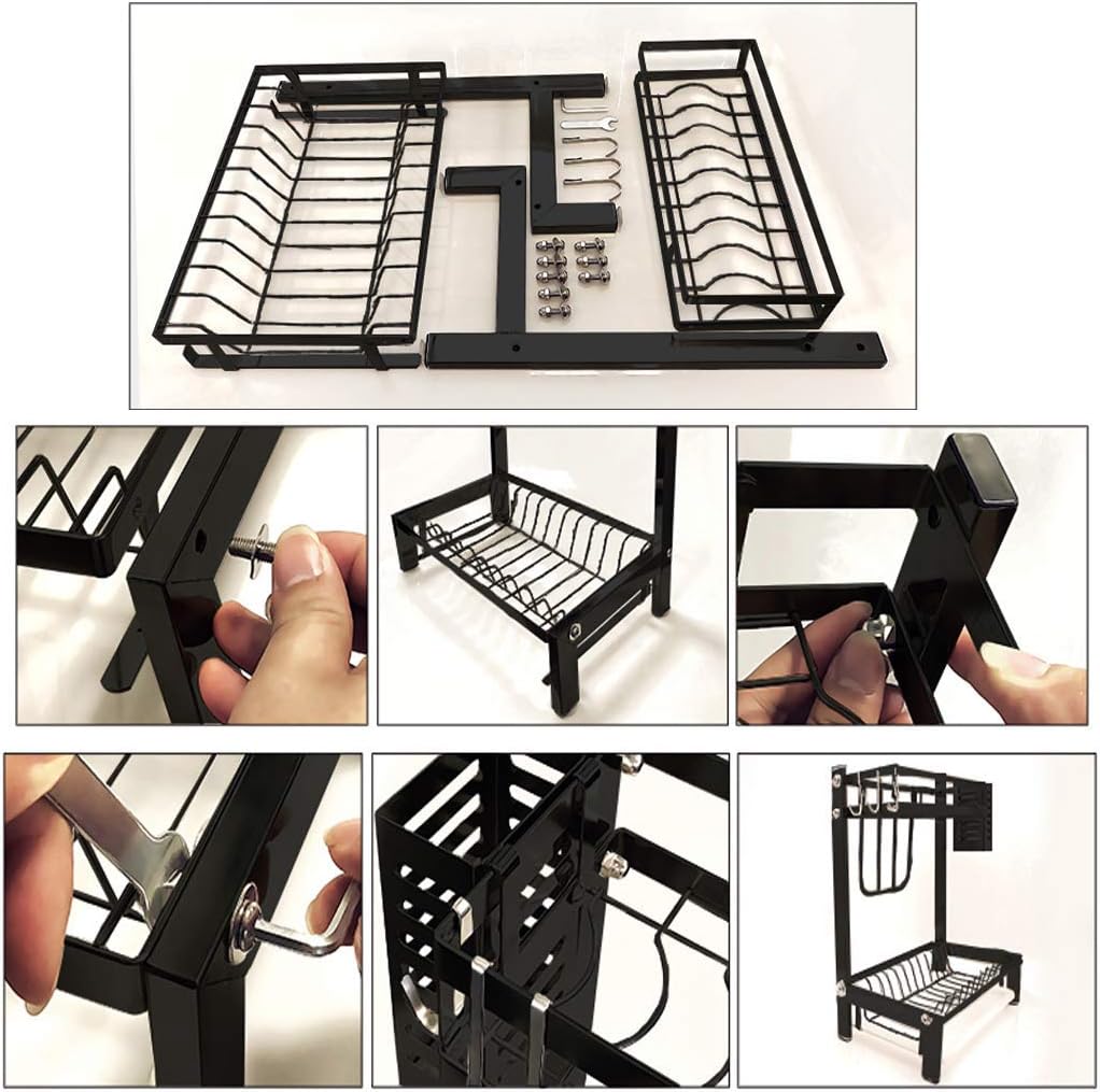 Dish Drying Rack Cutlery Rack Stainless Steel Drain Rack Kitchen Racks Hanging Dishes Dishes Chopsticks Holder Storage Rack Dish Rack Black Cutlery Drying Rack (Size:A6)