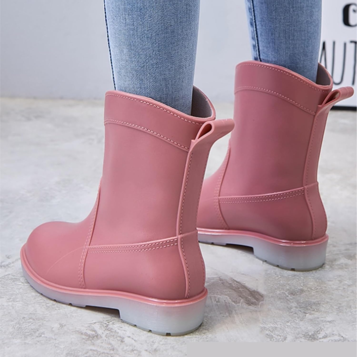 QUQUQ Rain Boots Footwear Men's And Women's Mid Tube Non Slip Water Shoes Kitchen Outdoor Rain Boots Outdoor Work Boots