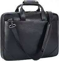 Masa Kawa Pasta fina de couro preto de 40,6 cm / 41,9 cm bolsa para laptop masculina transversal ombro mensageiro bolsa de computador capa anexa para advogado de trabalho de negócios