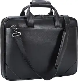 Masa Kawa Pasta fina de couro preto de 40,6 cm / 41,9 cm bolsa para laptop masculina transversal ombro mensageiro bolsa de computador capa anexa para advogado de trabalho de negócios