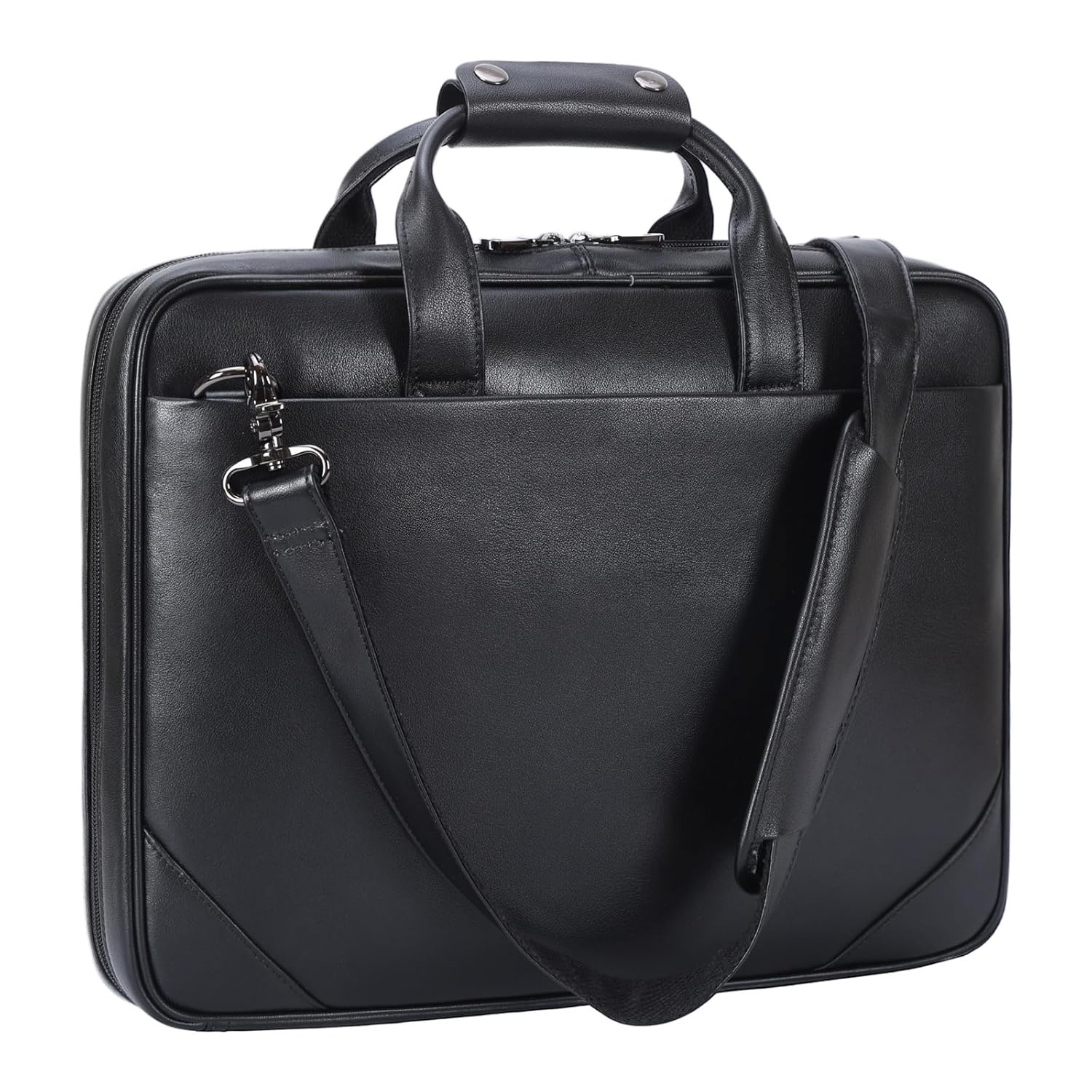 Masa Kawa Leather Slim Briefcase for Men 16 Laptop Shoulder Messenger Computer Bag Business Travel Work Attache Case