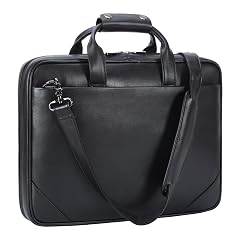 Masa Kawa Leather Slim Briefcase for Men 16 Laptop Shoulder Messenger Computer Bag Business Travel Work Attache Case