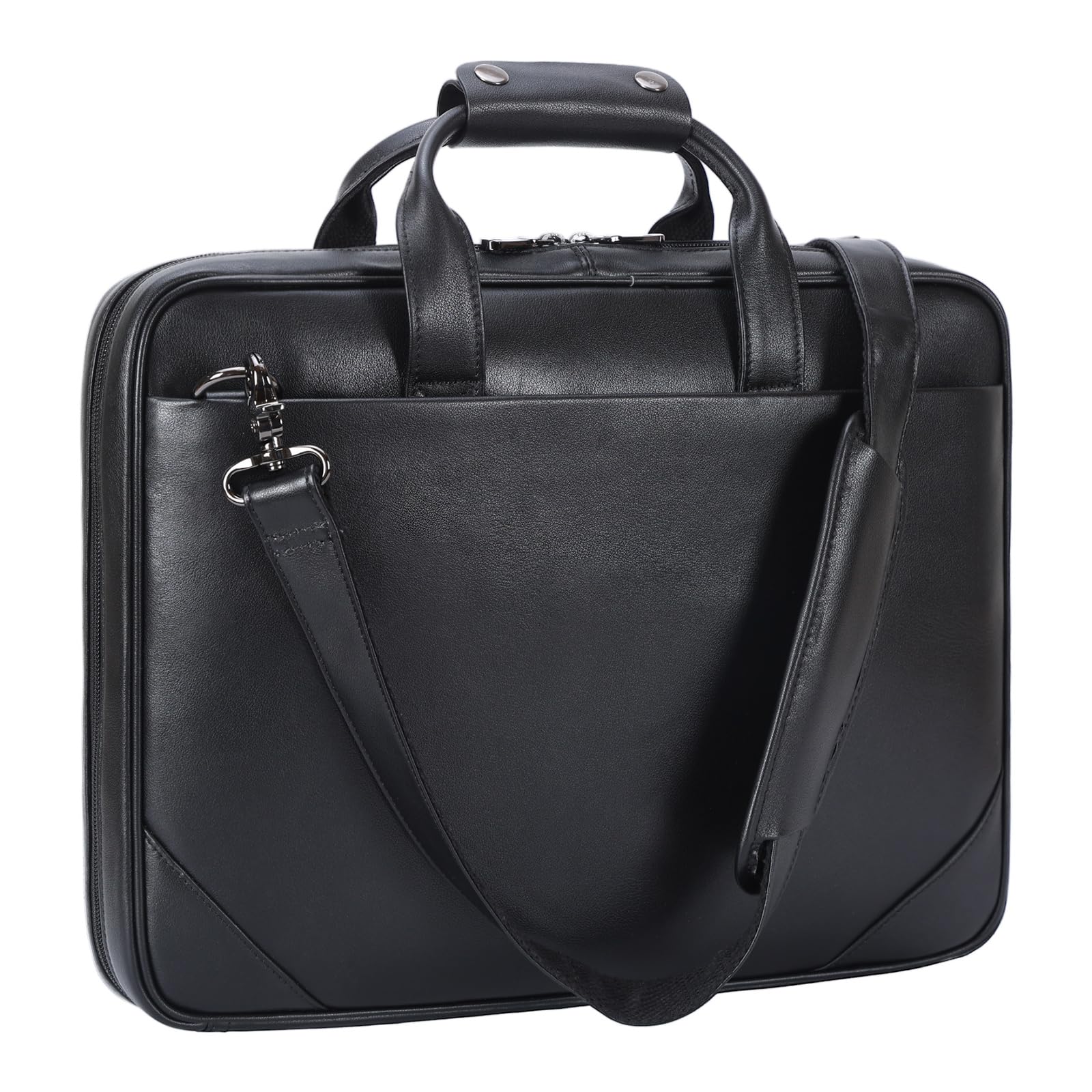 Masa Kawa Leather Slim Briefcase for Men 16 Laptop Shoulder Messenger Computer Bag Business Travel Work Attache Case