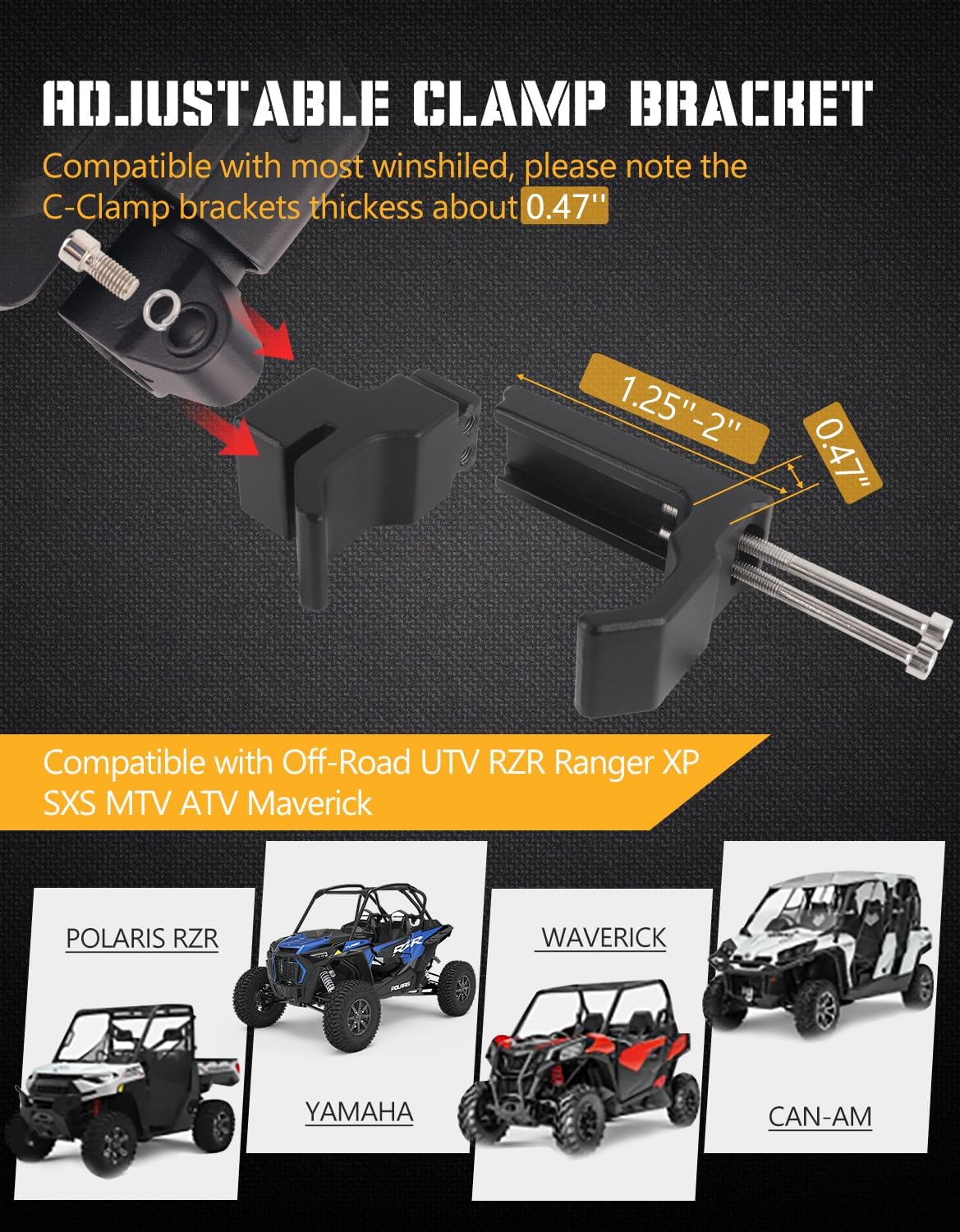 Chelhead UTV Side Mirror with Light Amber Turn Signal Plug And Play Wiring Compatible with Pioneer Polaris RZR 900 1000 Can-Am Kawasaki Mule Rhino YXZ Zforce, Shatter Proof Tempered Glass