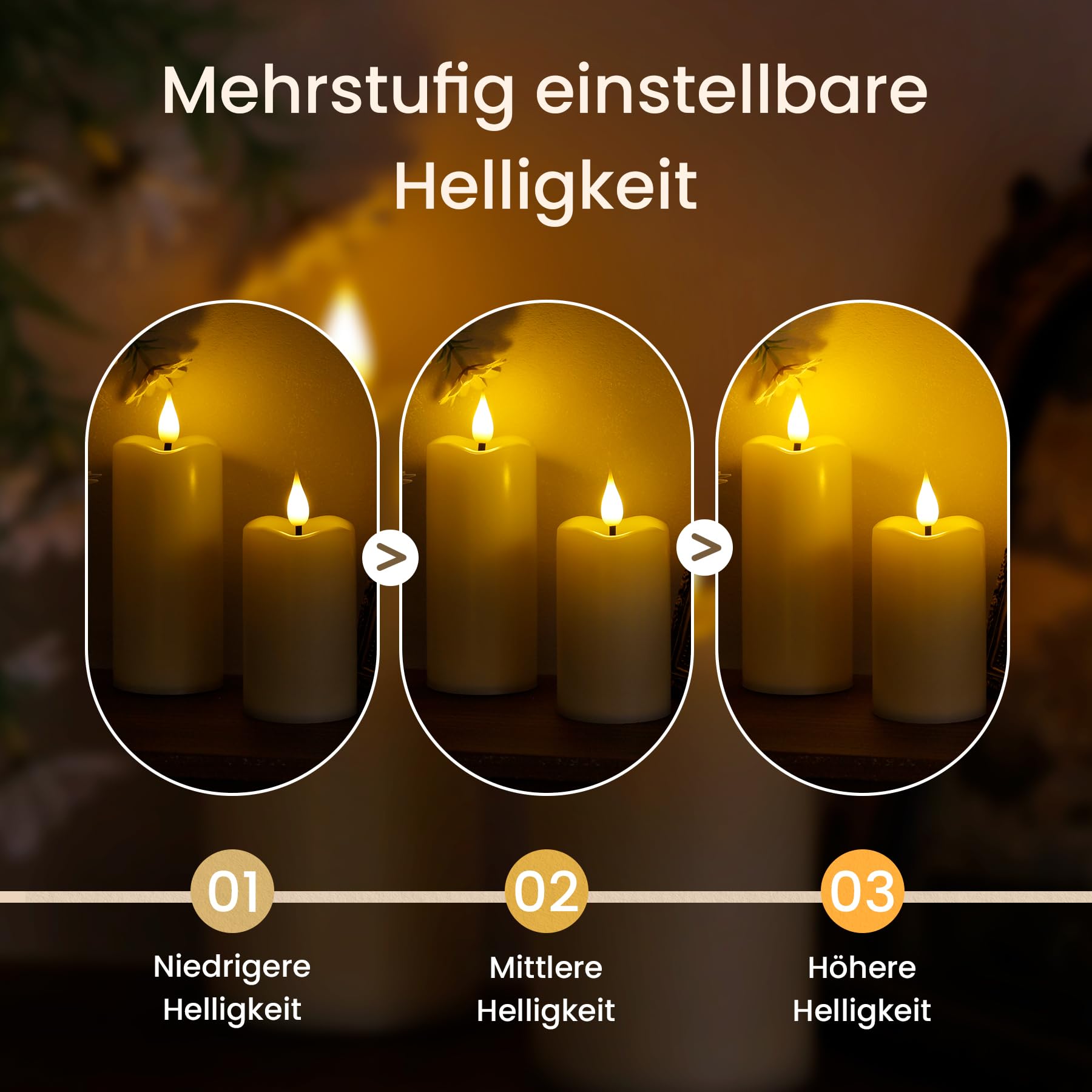 Yeelida Batterie flackernde LED-Kerzen, Packung mit 8 flammenlosen elfenbeinfarbenen Kunststoffkerzen mit Fernbedienungen und Zeitschaltuhr, die über 600 Stunden halten(5,3cmx 11, 14, 17cm)