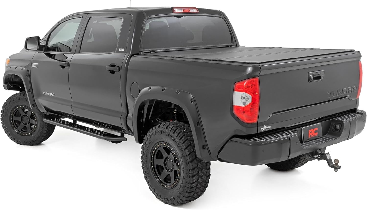Rough Country OV2 Running Boards for Toyota Tundra (2007-2021) Crew Cab - Contoured Side Step Bars, Easy Bolt-On Install
