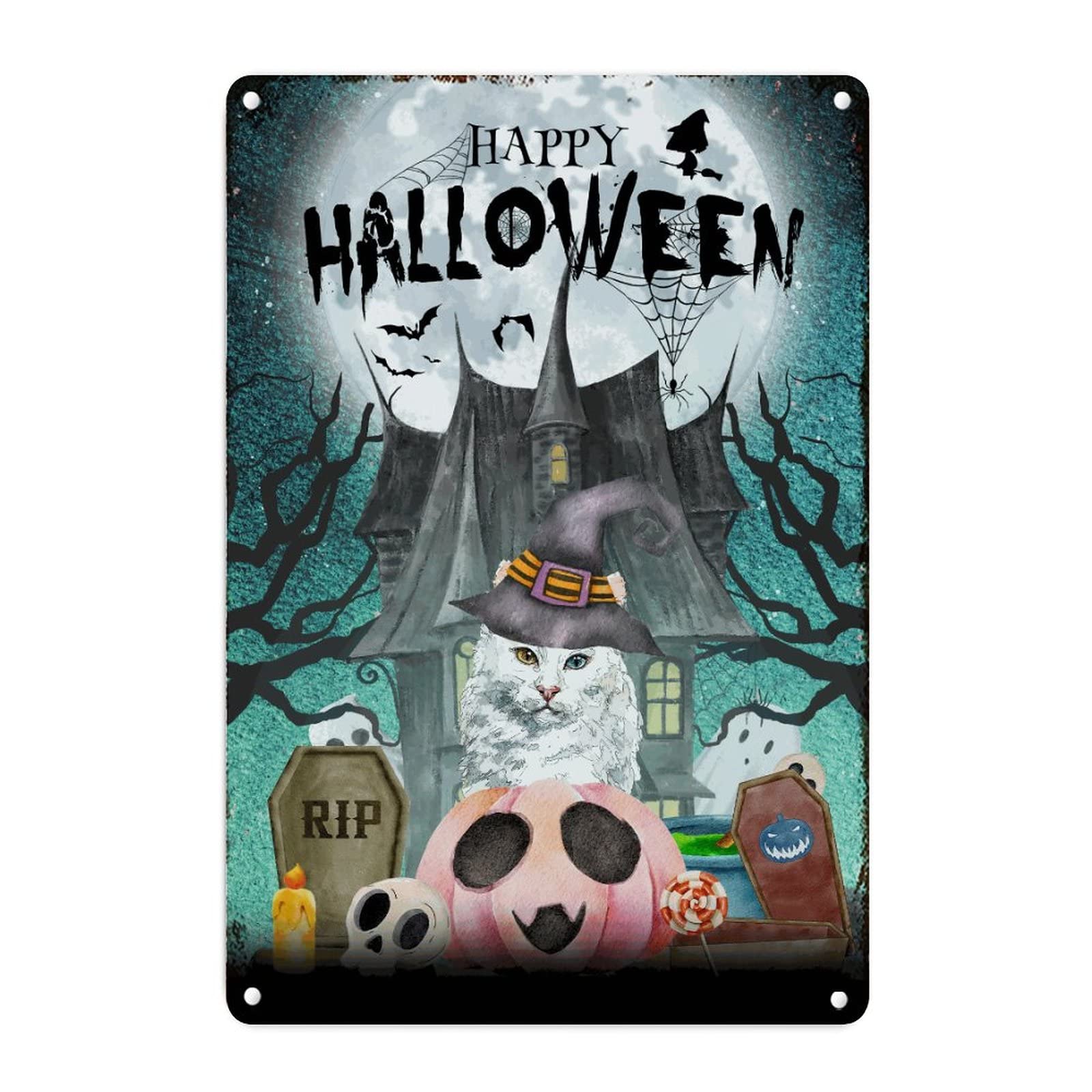 Panneau Halloween en métal déco extérieure pour porche et d'automne