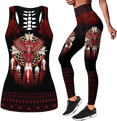 Amazon.com: Native American Combo Outfit 3D - Camiseta sin mangas con  estampado completo + leggings : Ropa, Zapatos y Joyería