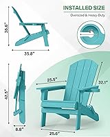 Vista 2 de YEFU Silla Adirondack, silla Adirondack de plástico de gran tamaño, sillas plegables para exteriores con soporte para tazas, silla de césped