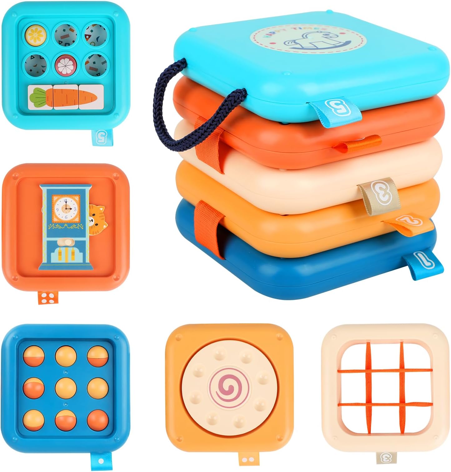 Baby Plane Travel Toys, Busy Activity Cube for 1+ Years, Sensory Educational Developmental Learning Fidget Toys for Boys Girls Birthday