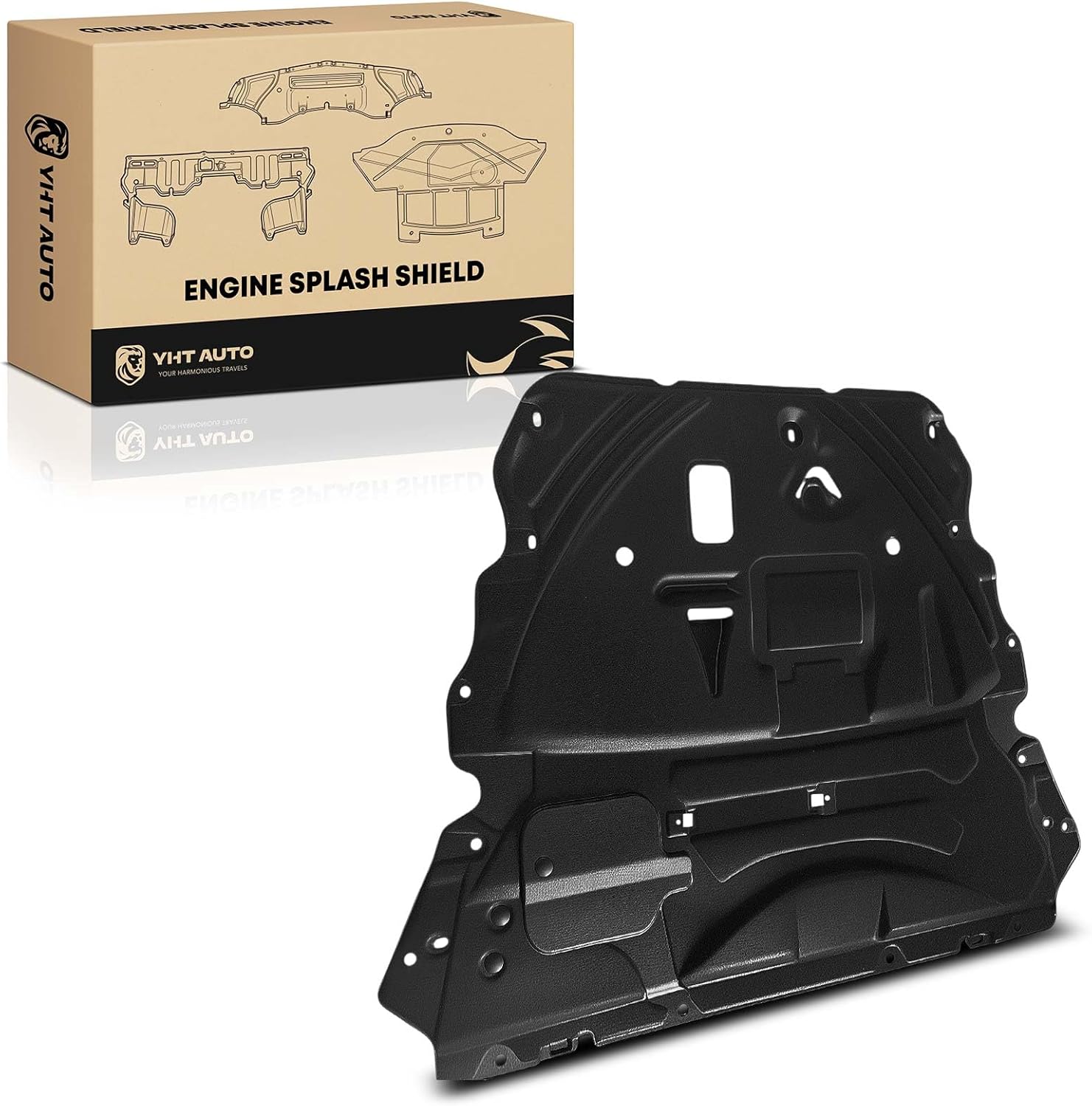 YHTAUTO Front Lower Engine Splash Shield Compatible with Ford & Lincoln Models - Escape 2020-2024, Corsair 2020-2024 (For FWD Only), Plastic Splash Guard Engine Case Guards