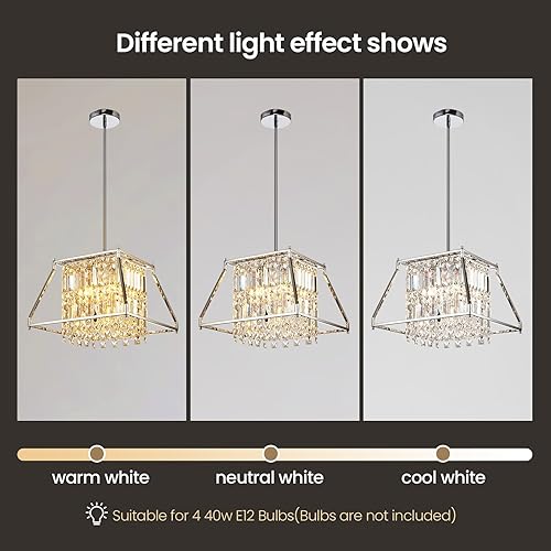 Miniatura 6 de HOSSEE Lámpara colgante de cristal para isla de cocina, moderna cromada, lámpara de cristal colgante para comedor, sala de estar, pasillo, porche,