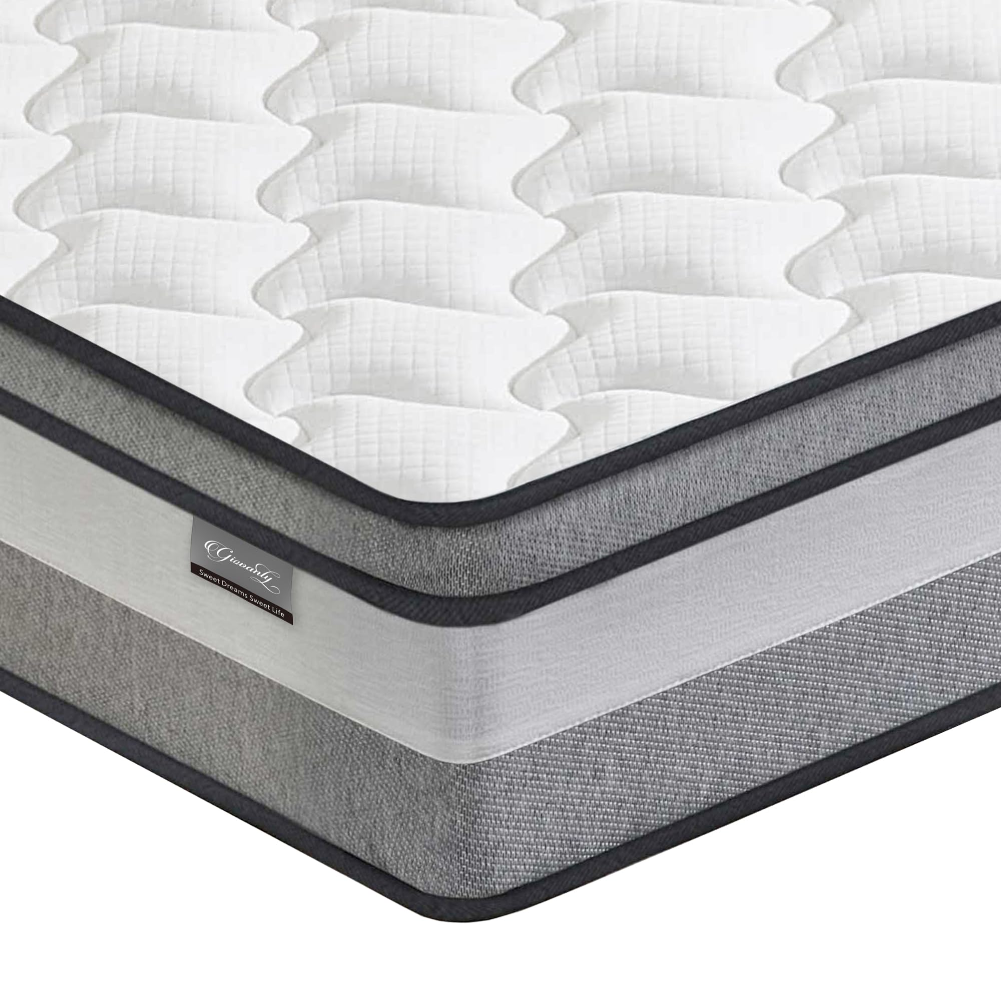 King Size Mattress,Hybrid Mattresses in a box with Memory Foam,Medium Firm, Individual Pocket Spring with Breathable Knitted and Back Pain Relief,150x200x25CM