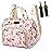 FHELAD Pink Small Diaper Bag Backpack Diaper Tote Bag Printed, Waterproof Multi-Function Mini Tote Maternity Bags Travel Backpacks with Insulated Pockets, Pink