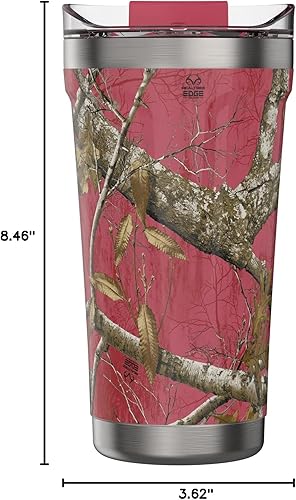 Miniatura 4 de OtterBox Vaso elevado con tapa cerrada, 20 onzas (RealTree Flamingo Pink)