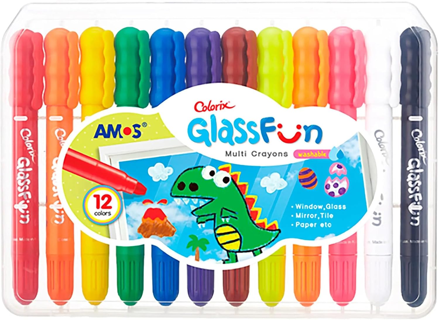 AMOS Crayons for Kids – 12 Washable...