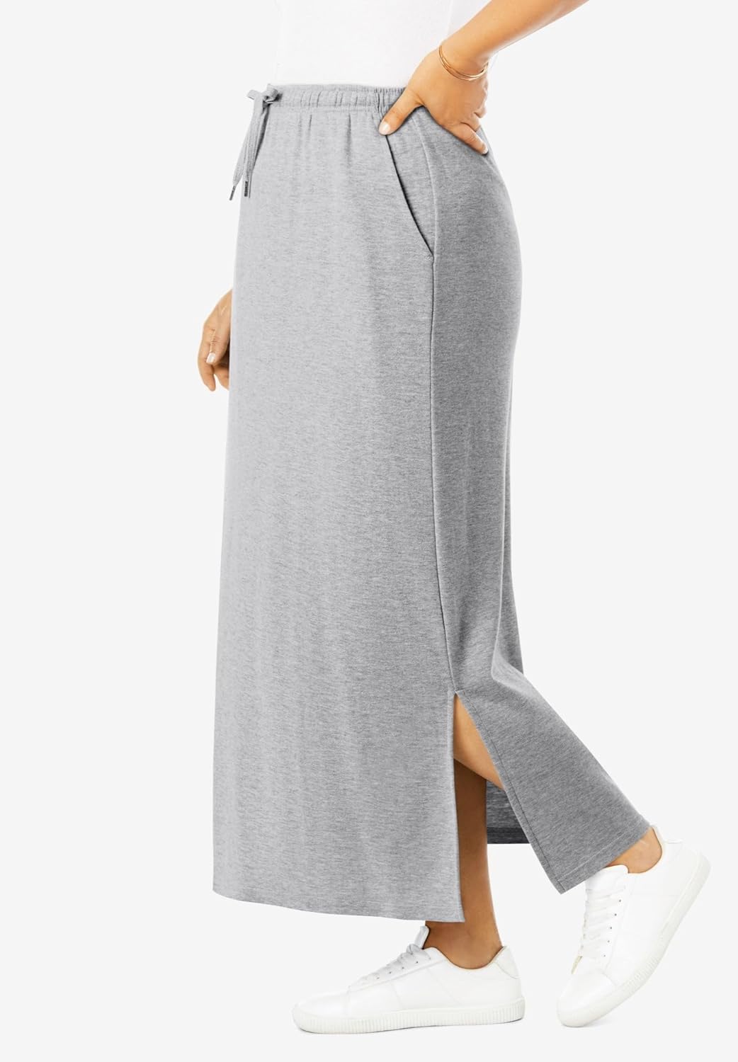 Woman Within Plus Size Sport Knit Side-Slit Skirt